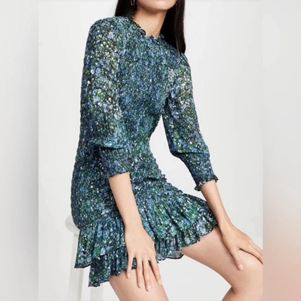 VERONICA BEARD Farha Smocked Short Dress - Picture 3 of 11